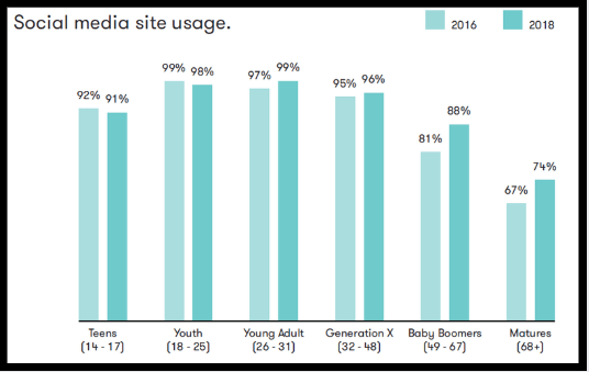 Social media site usage chart